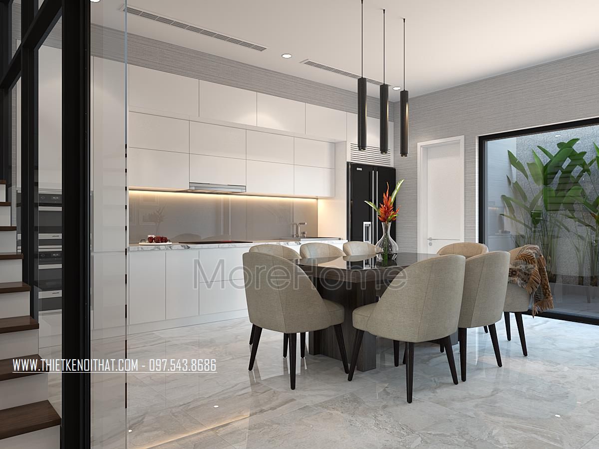 Bộ bàn ăn tân cổ điển cho nhà liền kề An Hưng Hà Đông